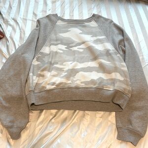 Cropped, oversized crew neck